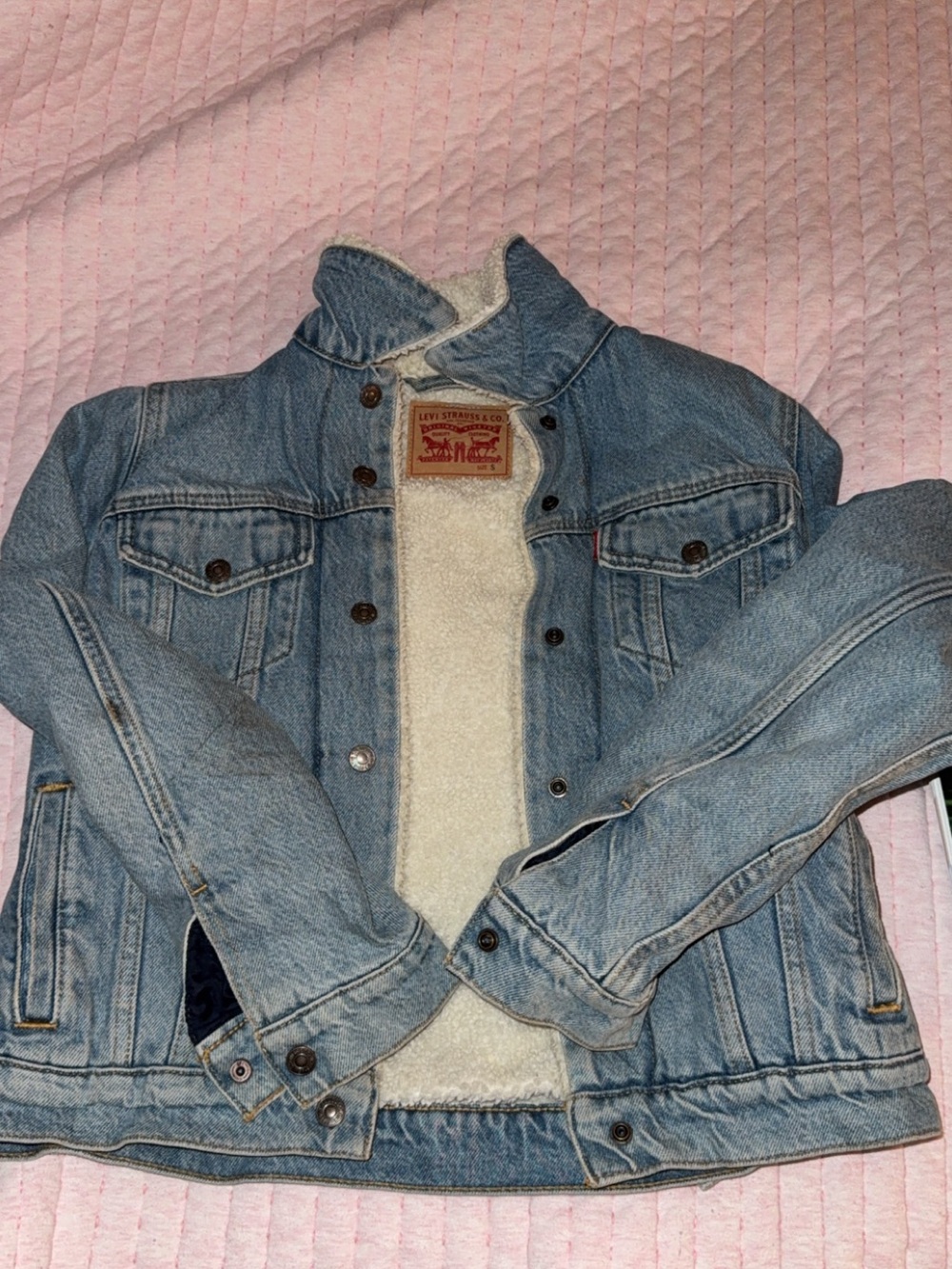 Levi's womens Light Blue Sherpa-Lined Denim Jacket